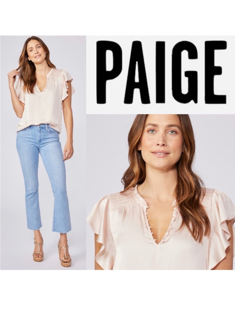 Paige Dewan Light Pink Ruffle Sleeve Top